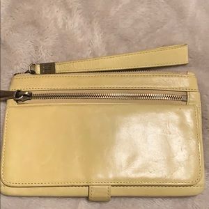 Hobo Wristlet Yellow Leather